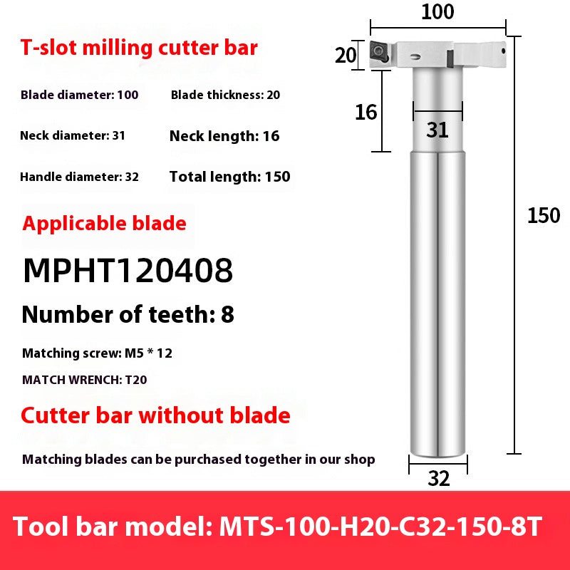 2065-T-slot milling cutter rod CNC slotting HTS three-edged machining center numerical control T-slot milling cutter rod thickness 6 8 10 12 Shandong Denso Pricision Tools Co.,Ltd.